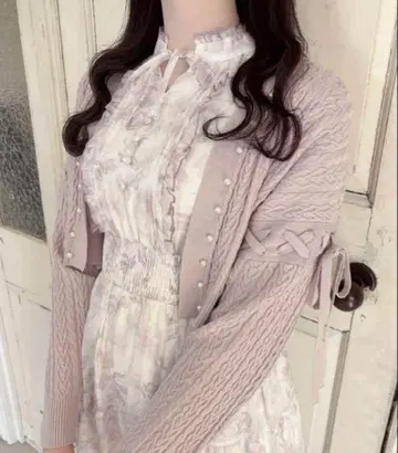 evelyn 라메 프릴 꽃무늬 OP 핑크