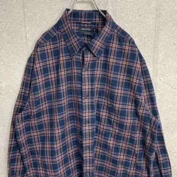 노티카 자수 로고 체크 긴팔 BD셔츠 빅사이즈 2XL