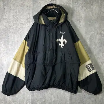 90s NFL 세인츠 나일론 아노락 후드티 충전솜 바시티 자켓 자수