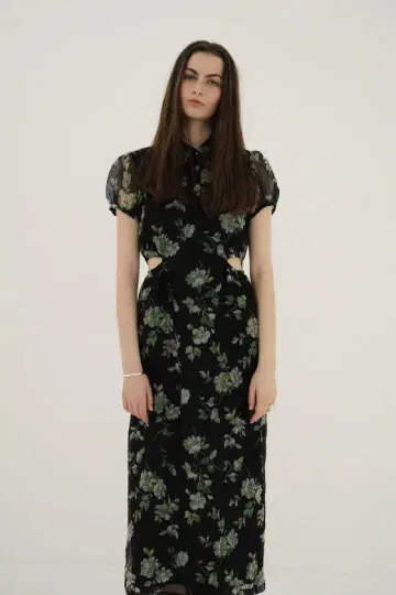 CLANE SHEER FLOWER MINI PUFF ONEPIECE