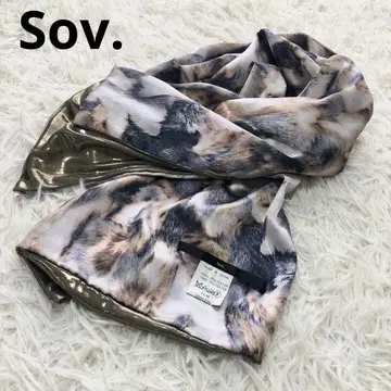 Sov. 올 패턴 스톨 머플러 리버서블 골드