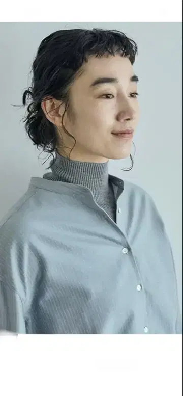 나카가와 마사시치 상점 착용 터틀넥 오가닉 면 그레이