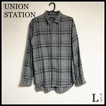 UNION STATION 어른 그레이 체크 셔츠