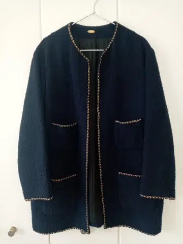 Deuxieme Classe 체인 트위드 노카라 자켓
