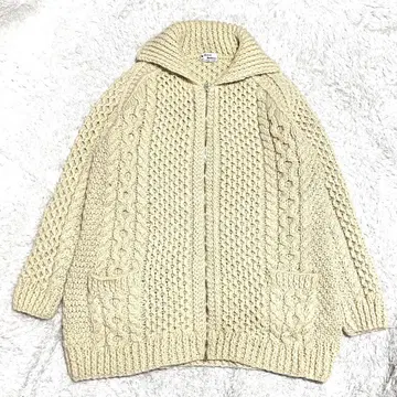 아일랜드제 빈티지 니트 Andion 아란 니트 집업 수제