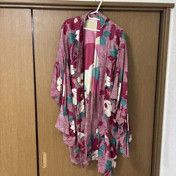 꽃무늬 롱 겉옷 빨간색과 파랑