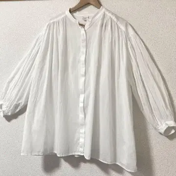 어반 리서치 도어스 코튼 보일 개더 블라우스 화이트 새상품급