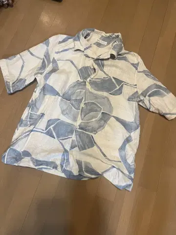 선착순 ZARA 남성용 반팔 오픈 카라 셔츠 화이트 T 화이트