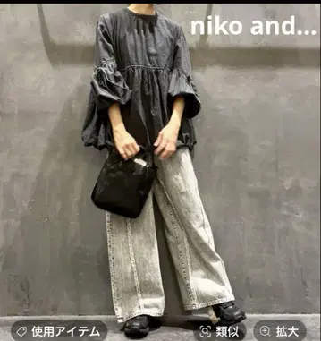 니코앤드 nikoand 벌룬 데님 블라우스 셔츠 아우터 페미닌