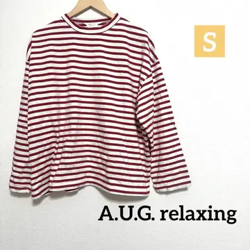 A.U.G. relaxing 코튼 천축 보트넥 와이드 긴팔 티셔츠
