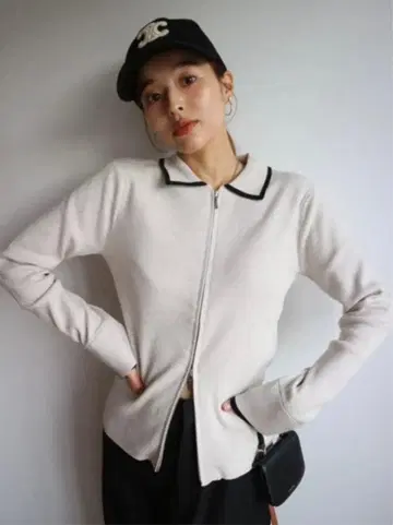 TRUNC 88*니트 가디건*옷깃*집업*화이트*ZARA