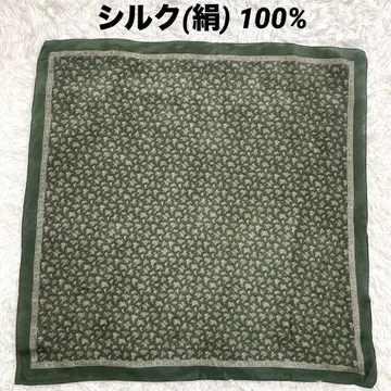 실크 100% 대형 실크 스카프 그린 페이즐리 그린
