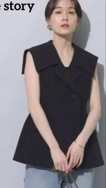 완판 Arpege story 블랙 더블 브레스트 베스트 사이즈 1