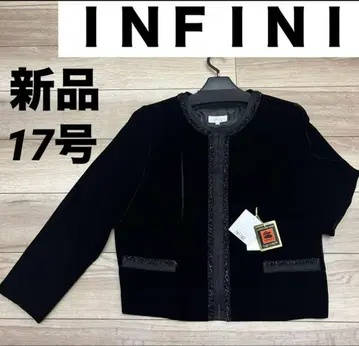 택 포함 새상품 iNFINE 앙피니 벨벳 노카라 자켓 블랙
