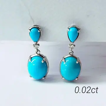 터콰이즈 귀걸이 다이아 0.02ct silver 925 흔들리는