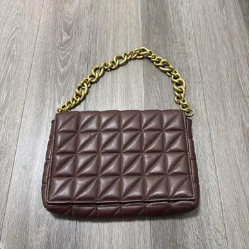ZARA 브라운 가죽 퀼팅 숄더백