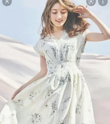 노엘라 스케치 플라워 무늬 셔츠 원피스
