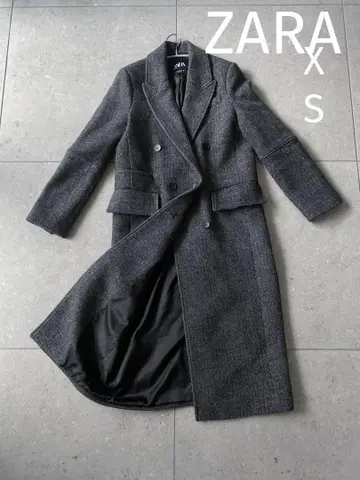 ZARA 헤링본 더블 브레스트 롱 코트 XS