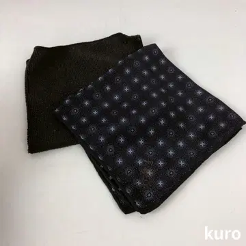 블랙 원단 패턴 브랜드 손수건 2개 세트 여성용 잡화
