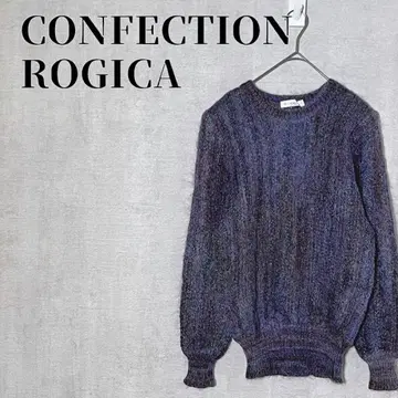 CONFECTION ROGICA 모 100% 긴팔 니트 파워 숄 퍼플