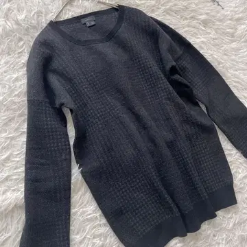 띠어리 남성용 블랙 니트 스웨터 체크 드롭 숄더