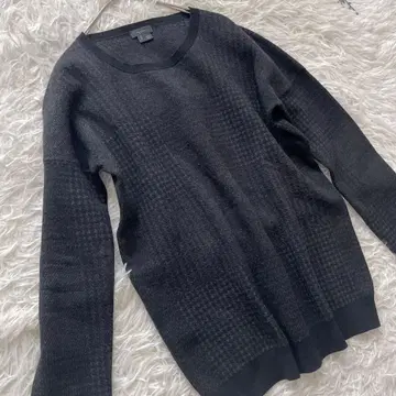 띠어리 남성용 블랙 니트 스웨터 체크 드롭 숄더