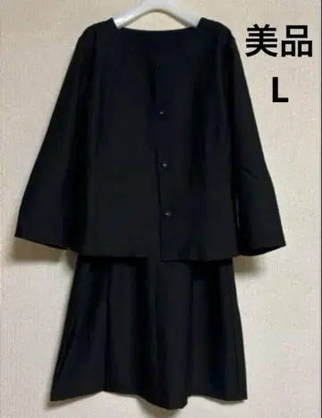 새상품급 노카라 자켓 셋업 스커트 수트 L 블랙