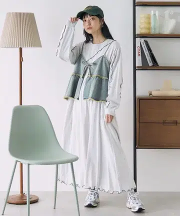 미사용 새상품! 프릭스스토어 배색 메로우 원피스 그레이