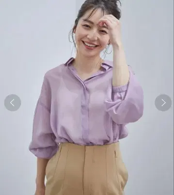 ViS 뉴앙스 컬러 시어 셔츠 연보라 백 프릴 블라우스