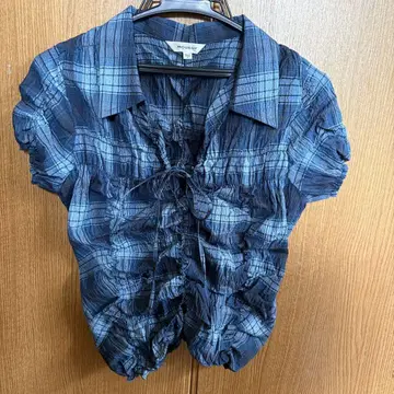 MOUSSY 쉬링 리본 셔츠 블루