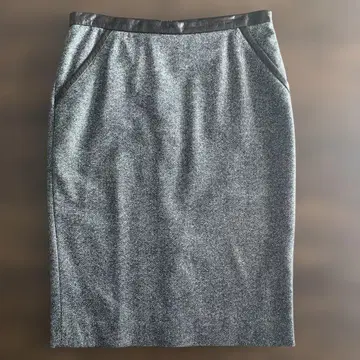 실크 울 혼방 타이트 스커트 가죽 살바토레 페라가모 38 사이즈