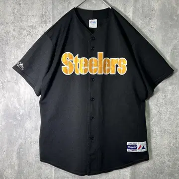 레어 USA Steelers 베이스볼 셔츠 블랙 Majestic XL