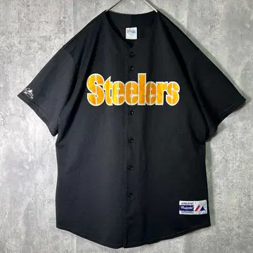 레어 USA Steelers 베이스볼 셔츠 블랙 Majestic XL