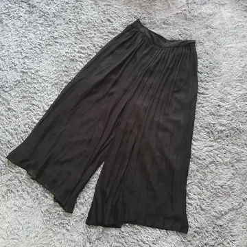 루일 에 부티크 플리츠 가우초 팬츠 와이드 팬츠 깔끔한 블랙 L