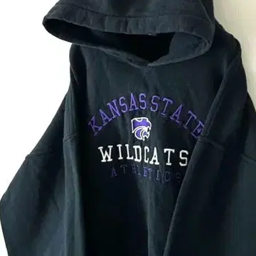 길단 캔자스 WILDCATS 자수 후드 맨투맨 L 블랙 구제 의류