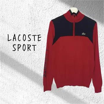 LACOSTE SPORT 라코스테 로고 하프 지퍼 니트 스웨터 빨간색