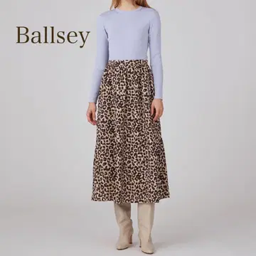 24AW Ballsey 보르지 레오파드 프린트 개더 롱 스커트