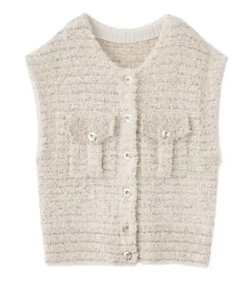 COCO DEAL 트위디 니트 베스트 아이보리