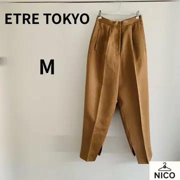 ETRE TOKYO 스티치 헴 새틴 팬츠 M 사이즈 베이지