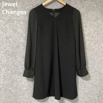 Jewel Changes 블랙 V넥 긴팔 원피스