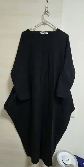 무겐도 인도면 100% 코튼 블랙 롱 튜닉 원피스