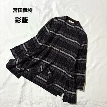 채람 미야타 직물 쿠루메가스리 와목면 튜닉 자켓 4슬릿 변형 겉옷