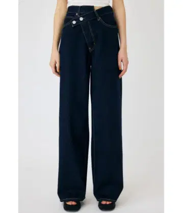 MOUSSY CROSS WAIST WIDE STRAIGHT 블루