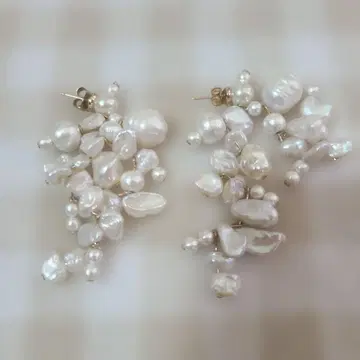 EVER MY [릴리에르] 화이트 펄 롱 드롭 귀걸이