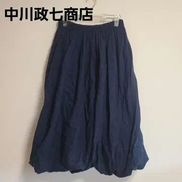 나카가와 마사시치 상점 벌룬 스커트 울 100% 캐주얼 노움코어 네이비