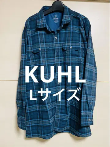 KUHL 큐어 체크 셔츠 L 사이즈 다크 블루 아웃도어
