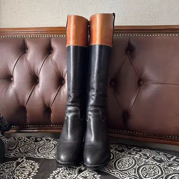 dinos RUU 천연 가죽 일본제 롱 부츠 01-9537 블랙과 브라운
