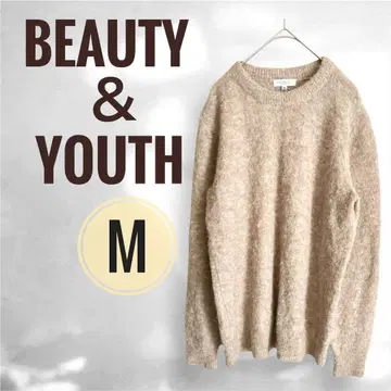[ BEAUTY & YOUTH ] 라운드넥 니트 베이지 M 알파카 가벼운