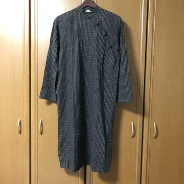 파우더 시모사코 히데키 원피스 차이나 버튼 체크