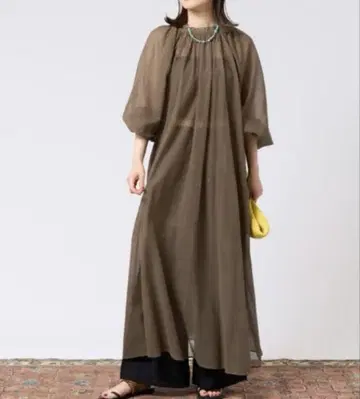 IENA LA BOUCLE 면 나일론 메쉬 오버 드레스 긴팔 원피스